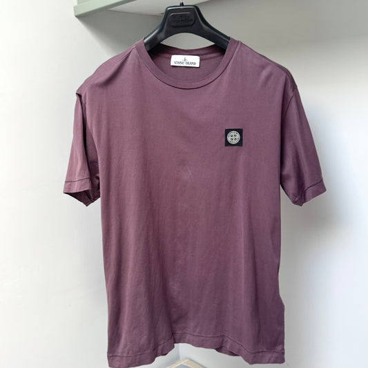 Stone Island Burgundy Red Patch Logo T shirt - Medium ptp20.5”