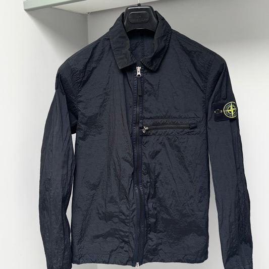 Stone Island Black Nylon Metal In Econyl Full Zip Overshirt - Small