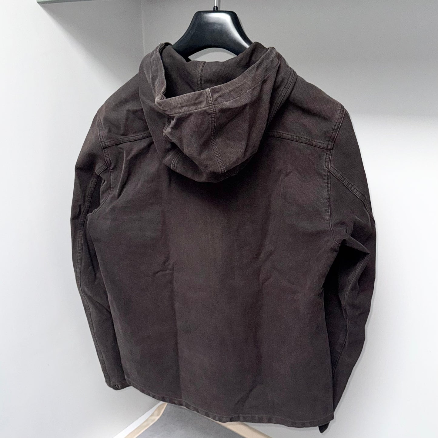 Stone Island Hooded Thick Cotton Full Zip Badge Overshirt - Medium ptp20.5”