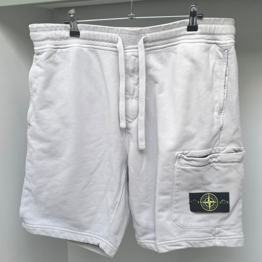 Stone Island Pearl Grey Organic Cotton Fleece Shorts - XXL 38W
