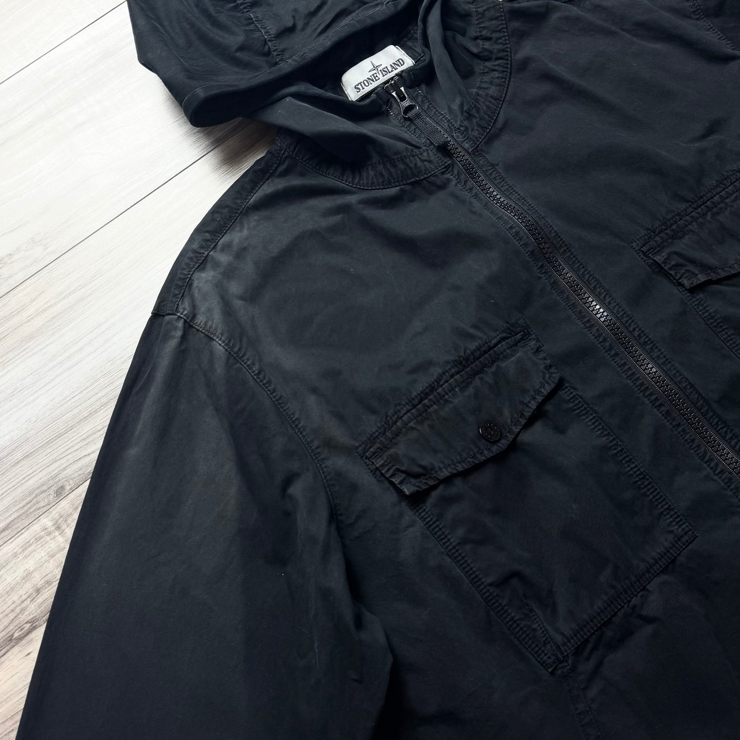 Stone Island Hooded Full Zip Badge Overshirt - 3XL ptp26”