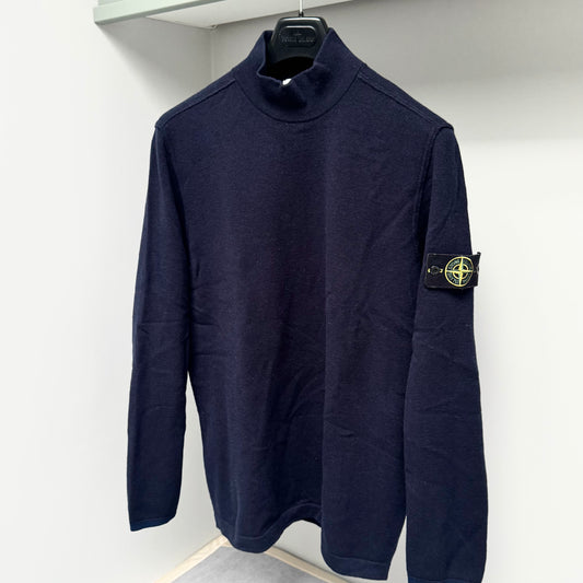 Stone Island Knitted Mock Neck Pullover Badge Sweatshirt - Large ptp22.5”