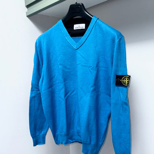 Stone Island Knitted Lana Wool V Neck Pullover Badge Jumper - Medium ptp22”