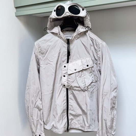 CP Company Grey Chrome-R Nylon Full Zip Goggle Overshirt - Medium ptp21.5”