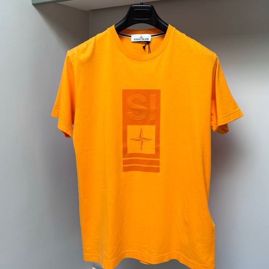 Stone Island Orange Abbreviation One Graphic Logo T shirt - Large ptp21”