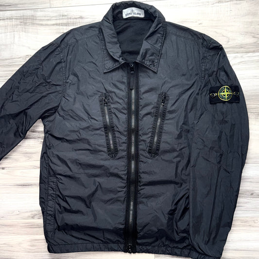 Stone Island Crinkle Reps Full Zip Badge Overshirt - Medium ptp21.5”