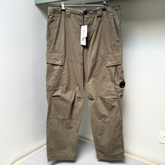 CP Company Green Micro Reps Cotton Lens Cargo Trousers - 34W 30L Loose Fit