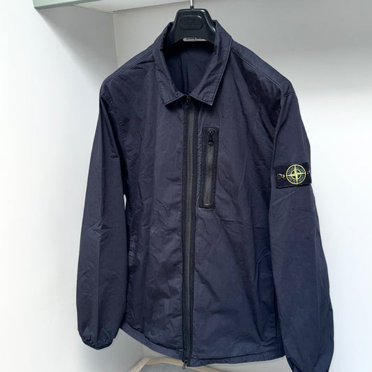 Stone Island Stretch Cotton Nylon Twill Full Zip Badge Overshirt - XXL ptp25”