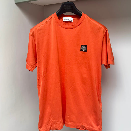 Stone Island Orange Patch Logo T shirt - Medium