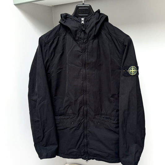 Stone Island Black Nylon Cotton Batavia 2/2-TC Full Zip Jacket - Medium ptp21.5”
