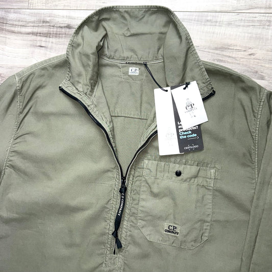 CP Company Embroidered Logo Half Zip Pullover Overshirt - Large ptp22.5”