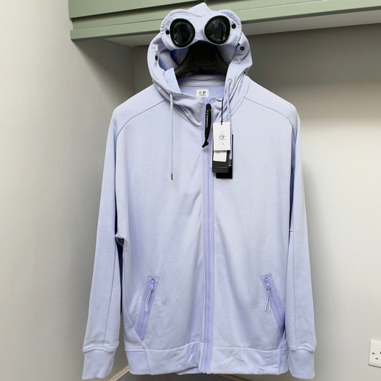 CP Company Cosmic Sky Blue Diagonal Raised Fleece Full Zip Goggle Hoodie - 3XL