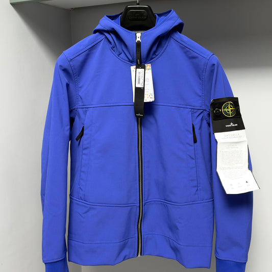 Stone Island Blue Soft Shell-R e.dye Technology Full Zip Jacket - Small