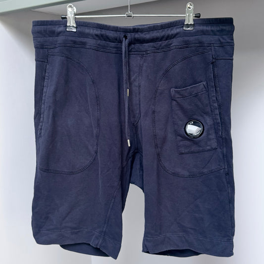 CP Company Navy Blue Bermuda Light Fleece Lens Shorts - Medium 32W
