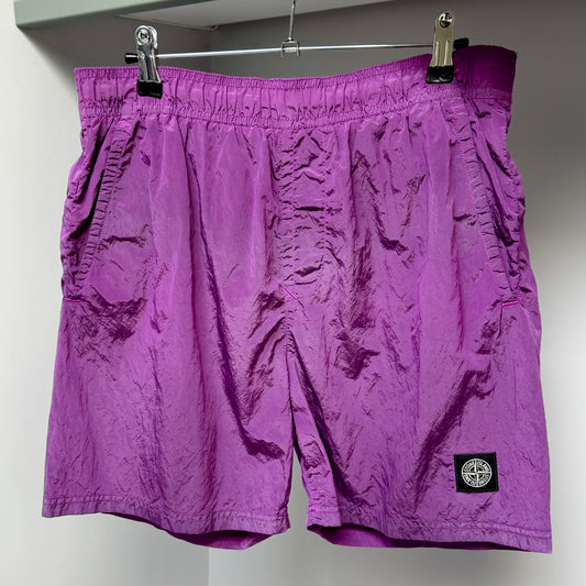 Stone Island Purple Nylon Metal Patch Swim Shorts - Medium 32W