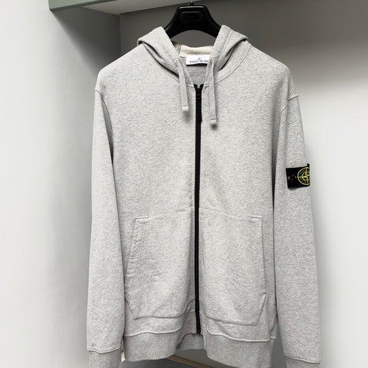 Stone Island Grey Organic Cotton Fleece Full Zip Hoodie - XXL