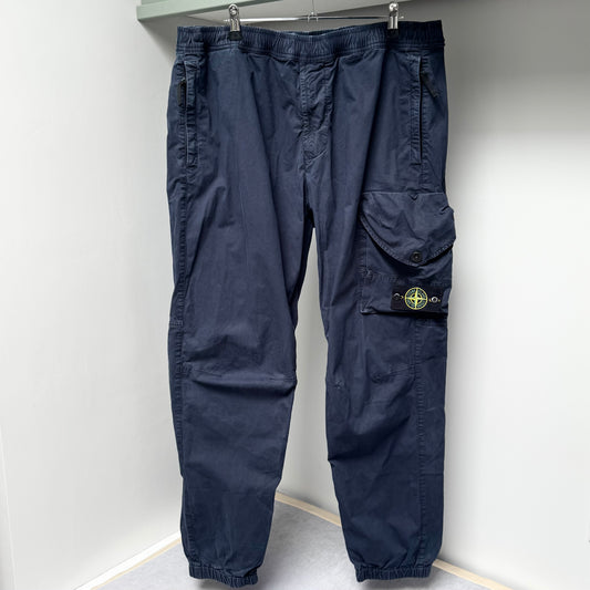 Stone Island Blue Cotton Cargo Trousers - 36W Regular Tapered Fit