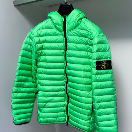 Stone Island Loom Woven Chambers R-Nylon Down-TC Full Zip Badge Jacket - Small ptp20.5”