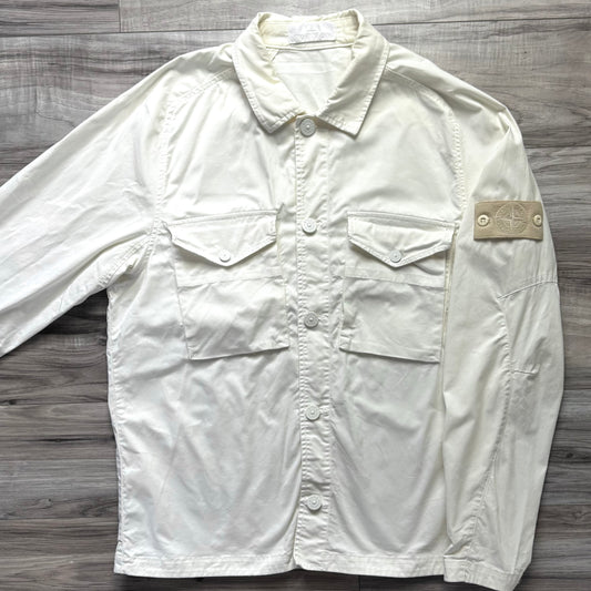 Stone Island Ghost Piece Button Up Badge Overshirt - Medium ptp21.5”