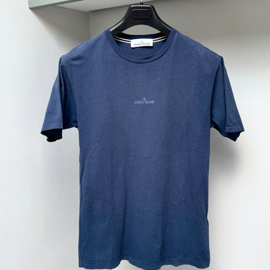 Stone Island Blue Reflective Print Logo T shirt - Small