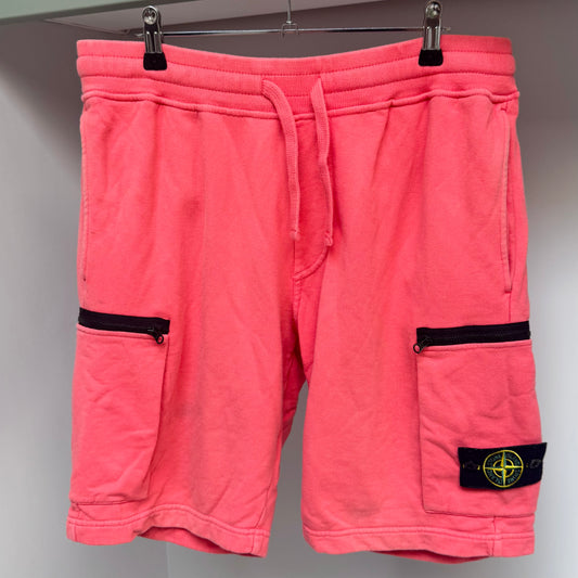 Stone Island Coral Pink Organic Cotton Fleece Shorts - XL 36W