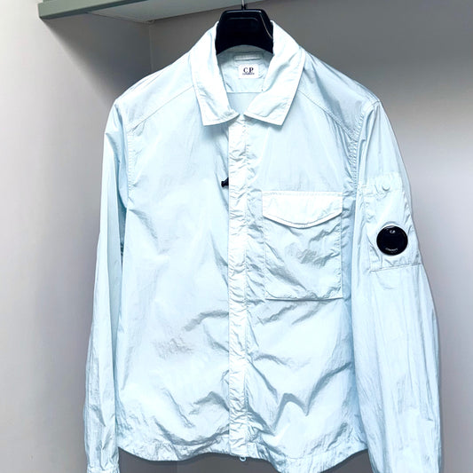 CP Company Light Blue Chrome-R Nylon Full Zip Lens Overshirt - Small ptp20.5”