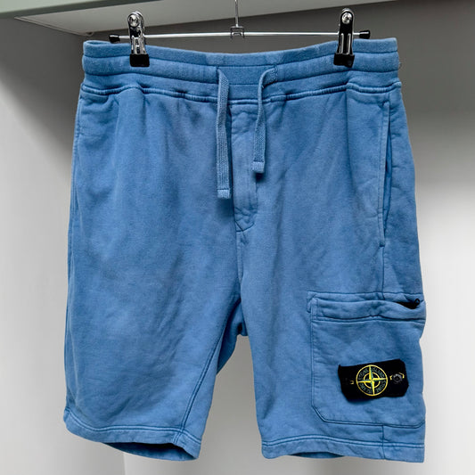 Stone Island Blue Organic Cotton Fleece Shorts - Small 30W