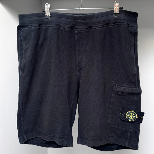 Stone Island Navy Blue Lightweight Organic Cotton Fleece Shorts - XXL 38W