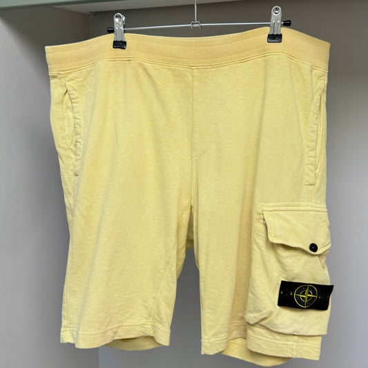 Stone Island Yellow Lightweight Organic Cotton Fleece Shorts - Large 34W