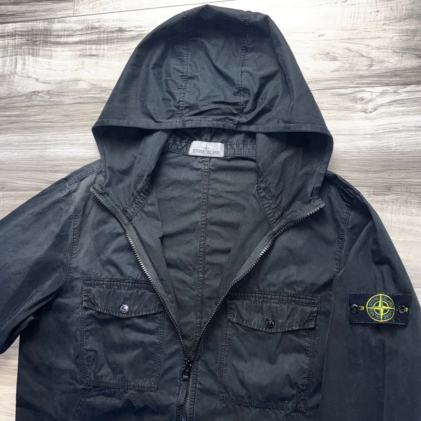 Stone Island Hooded Full Zip Badge Overshirt - 3XL ptp26”