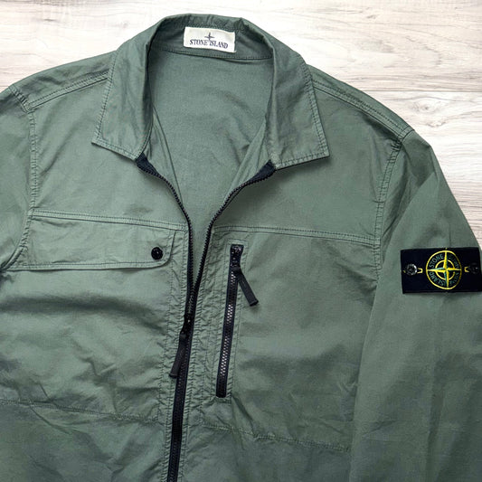 Stone Island Supima Cotton Twill Stretch-TC Full Zip Badge Overshirt - XL ptp23”