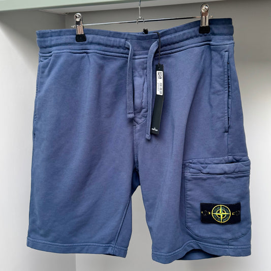Stone Island Avio Blue Organic Cotton Fleece Shorts - XL 36W