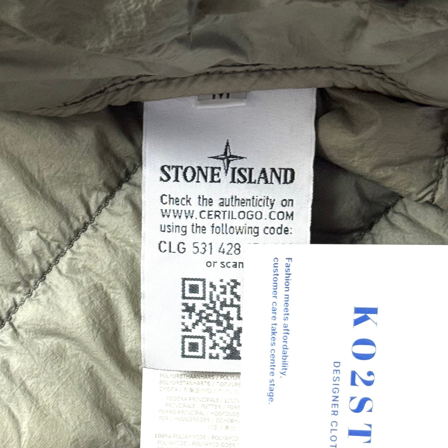 Stone Island Garment Dyed Micro Yarn Down Button Up Badge Jacket - Medium ptp20”