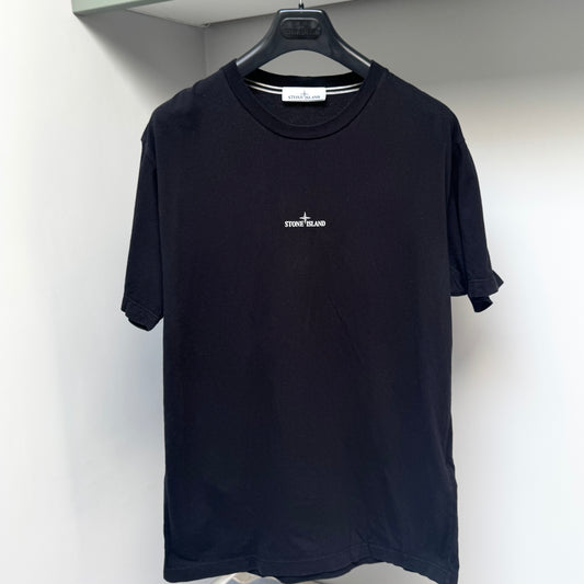 Stone Island Black Graphic Print Logo T shirt - Large