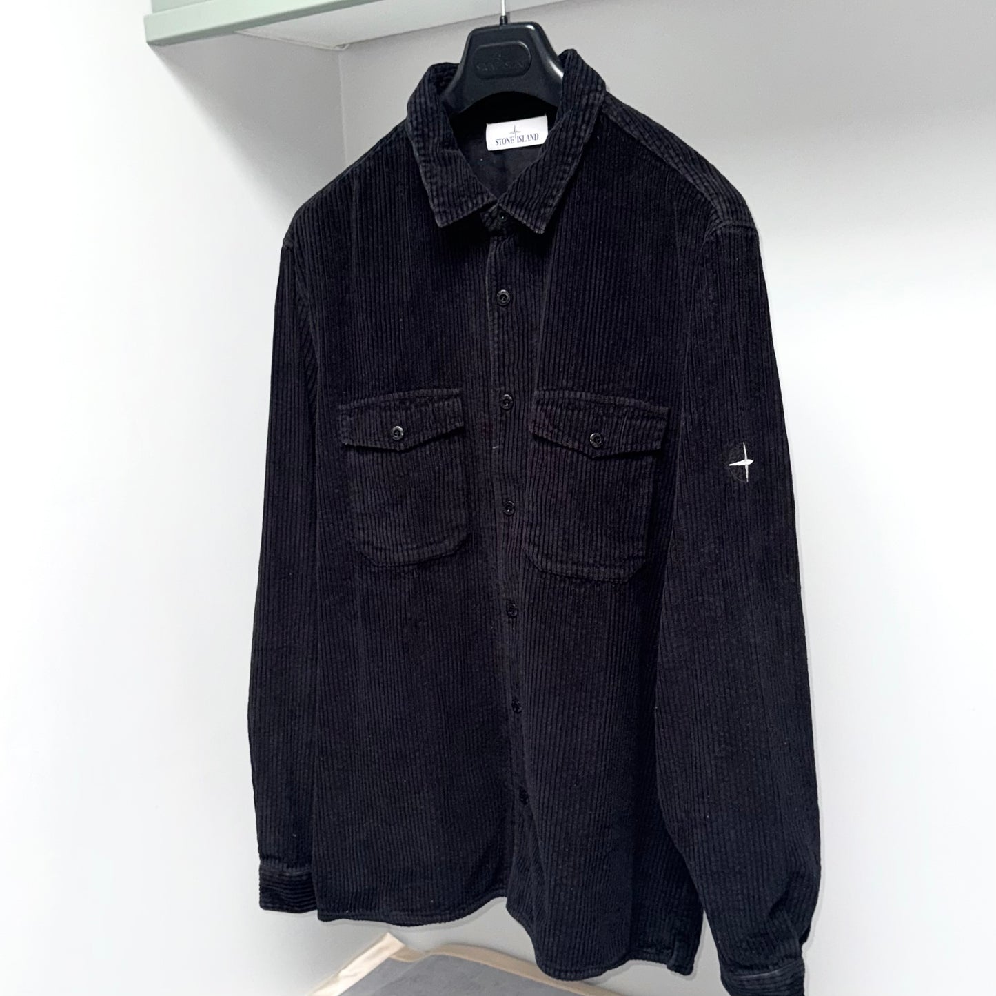 Stone Island Corduroy Embroidered Compass Button Up Overshirt - XXL ptp25”
