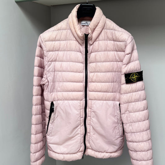 Stone Island Pink Garment Dyed Micro Yarn Down Full Zip Jacket - Large ptp21.5”