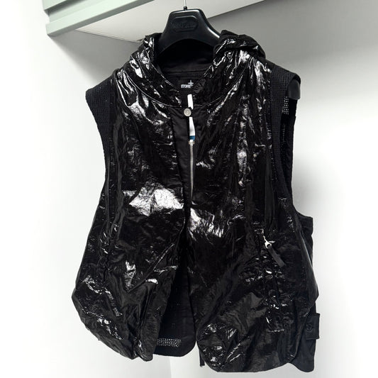 Stone Island Shadow Project Glass Linen With Cotton Mesh-TC Full Zip Badge Gilet - Medium ptp21”
