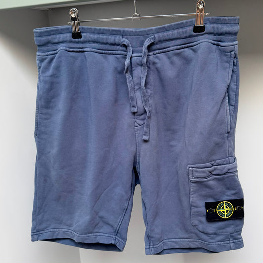 Stone Island Avio Blue Organic Cotton Fleece Shorts - XL 36W