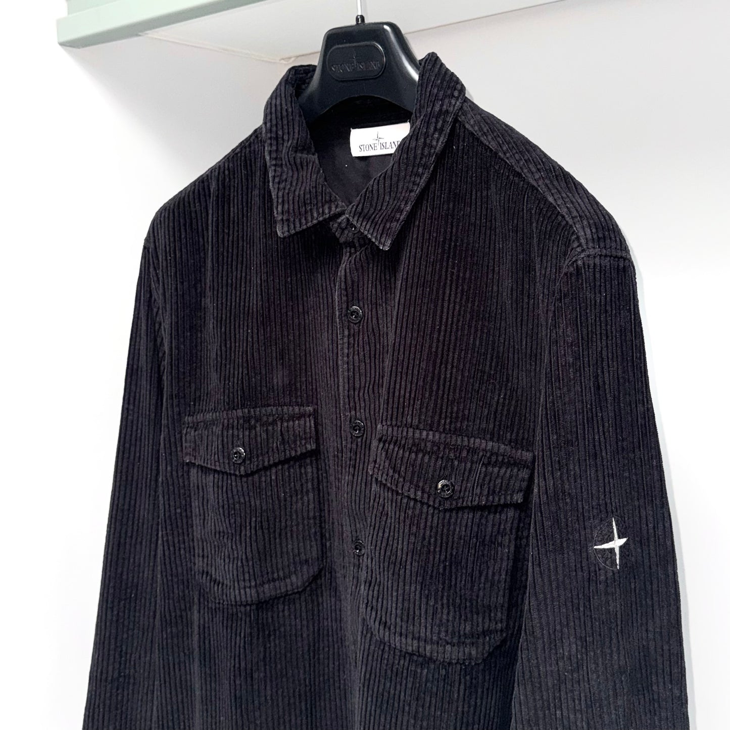 Stone Island Corduroy Embroidered Compass Button Up Overshirt - XXL ptp25”