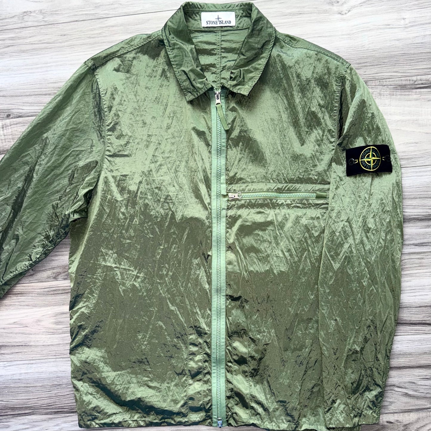 Stone Island Nylon Metal Econyl Full Zip Badge Overshirt - XXL ptp24.5”