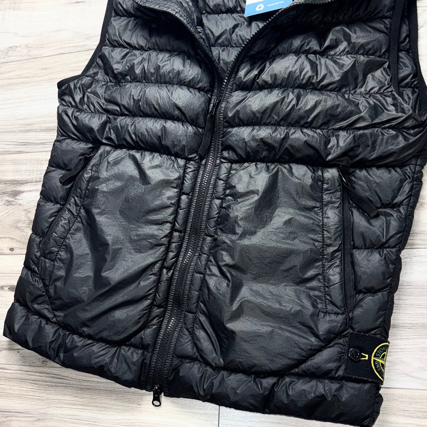 Stone Island Garment Dyed Micro Yarn Down Full Zip Badge Gilet - Medium ptp19.5”