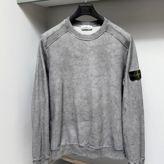 Stone Island Grey Dust Treatment Cotton Fleece Pullover Sweatshirt - XL