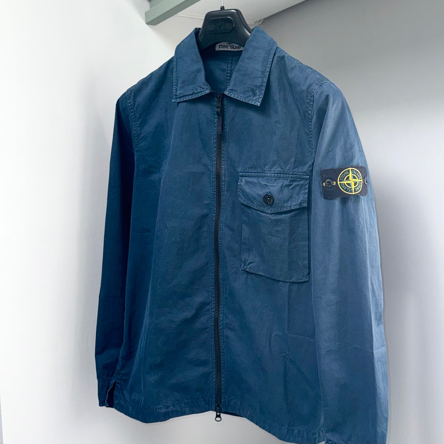 Stone Island Full Zip Badge Overshirt - Small ptp20.5”
