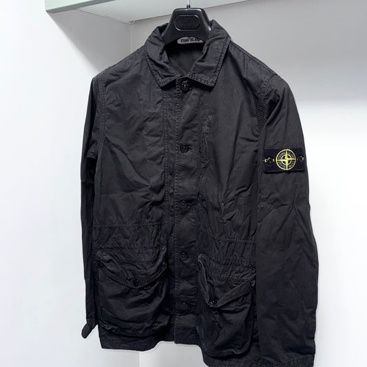 Stone Island Tela Smerigliata Button Up Badge Overshirt - Small ptp20”