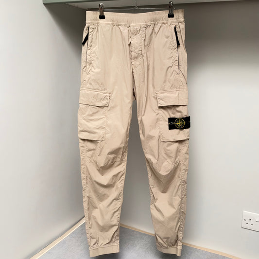 Stone Island Beige Stretch Cotton Cargo Trousers - 30W Regular Tapered Fit