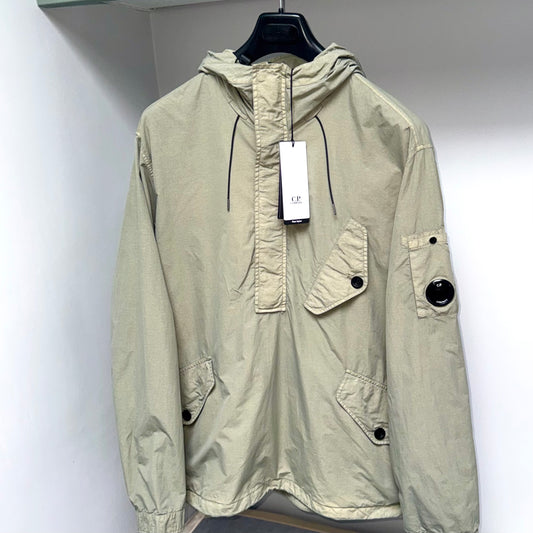 CP Company Sage Green Hooded Flatt Nylon Half Zip Pullover Lens Anorak Smock - XL ptp24.5”