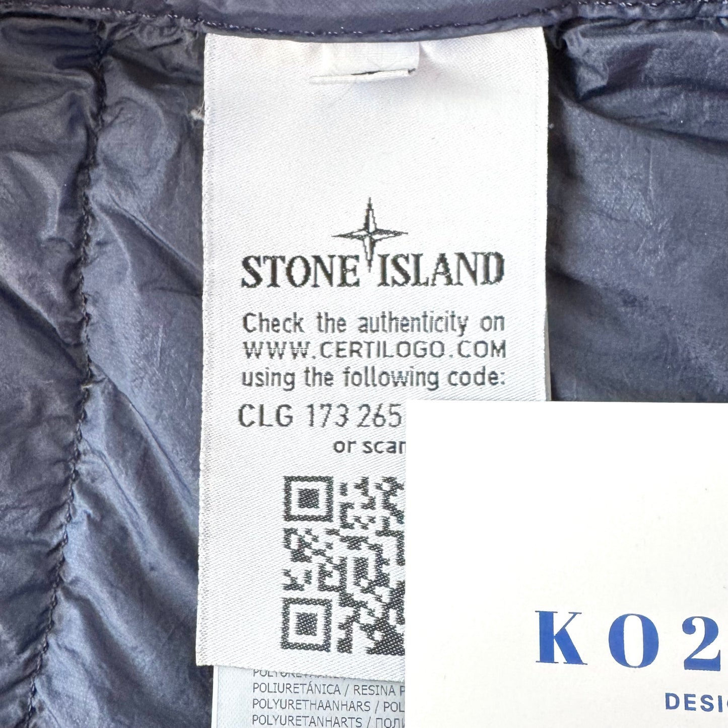 Stone Island Garment Dyed Micro Yarn Down Button Up Badge Jacket - Small