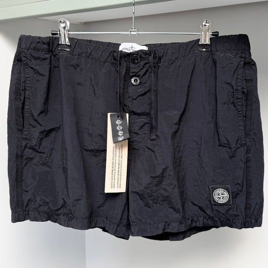 Stone Island Black Nylon Metal Patch Swim Shorts - Large 34W
