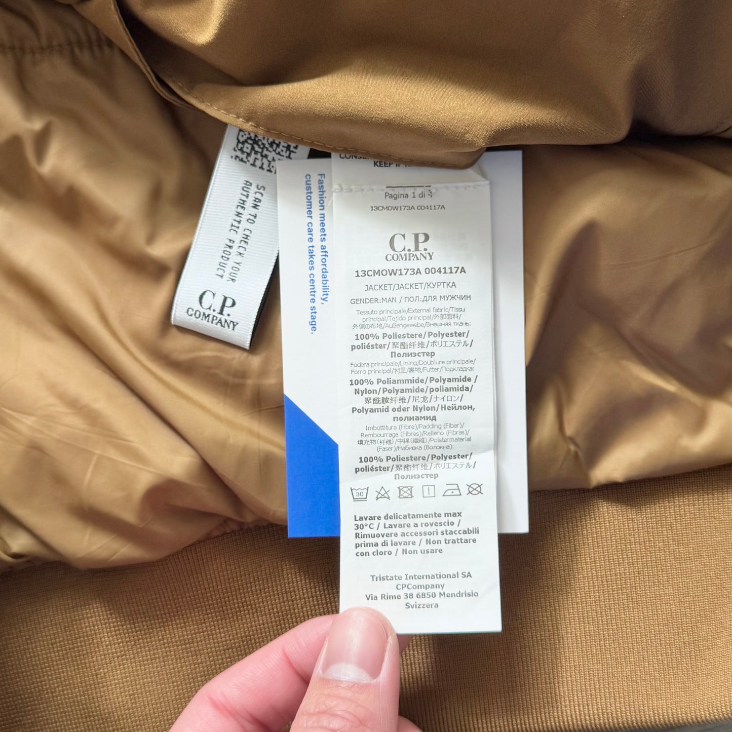 CP Company Padded Pro-Tek Primaloft Full Zip Lens Jacket - Large ptp22.5”