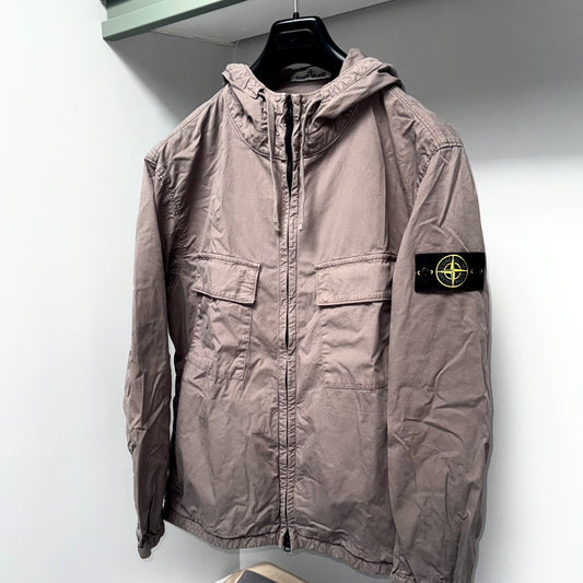 Stone Island Hooded Supima Cotton Twill Stretch-TC Full Zip Badge Overshirt - XL ptp23”